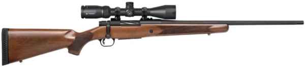 Mossberg 27939 Patriot Walnut-Vortex Scope Combo Full Size 243 Win 5+1, 22" Matte Blued Fluted Steel Barrel & Receiver, Walnut Fixed Stock, Vortex Crossfire II 3-9x40mm Scope