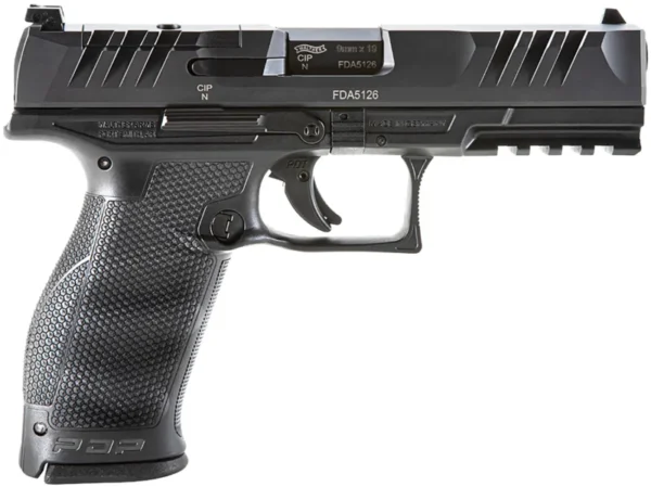 Walther Arms 2842475 PDP  9mm Luger 18+1 4.50" Black Polygonal Rifled Barrel, Black Optic Ready/Serrated Steel Slide, Black Polymer Frame w/Picatinny Rail, Ambidextrous