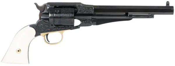 Taylors & Company 550761 Remington Conversion LawDawg 45 Colt (LC) Caliber with 8" Barrel, 6rd Capacity Cylinder, Overall Blued Engraved Finish Steel & 2-Piece Ivory Grip