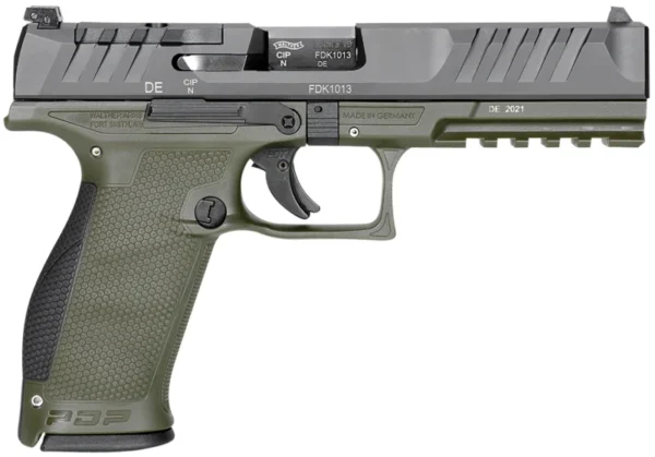 Walther Arms 2858398 PDP Optic Ready 9mm Luger 5" 18+1 Black Steel Slide Performance Duty Textured  Polymer Grip (Full Size)