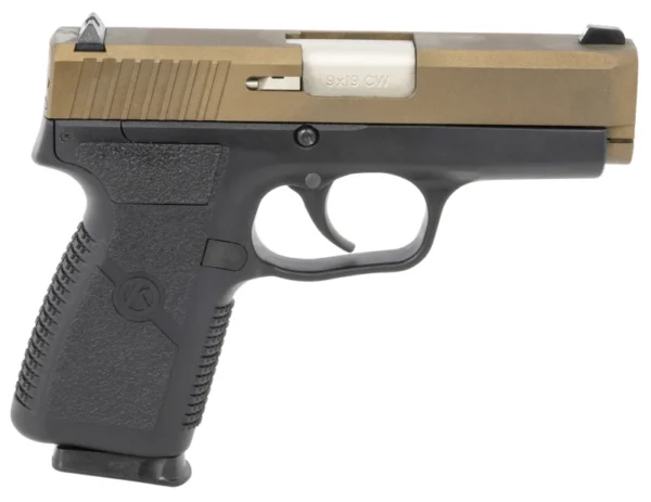 Kahr Arms CW90G93BB CW9  9mm Luger 7+1 3.50" Matte Stainless Barrel, Burnt Bronze Cerakote Serrated Steel Slide, Black Polymer Frame, Black Textured Polymer Grips