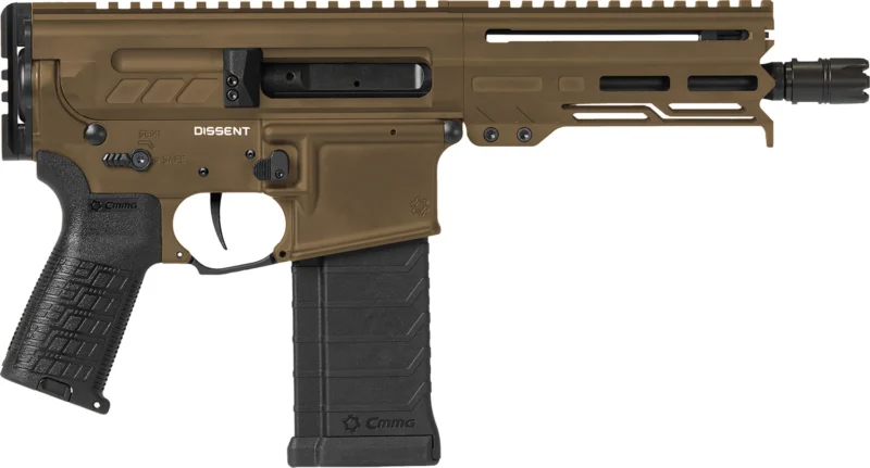 CMMG 54AA847-MB Dissent 5.7x28mm 32+1 6.50", Midnight Bronze Cerakote Rec, OEM Grip, Picatinny Buffer Adapter, Zeroed Drop-In Single Stage Trigger
