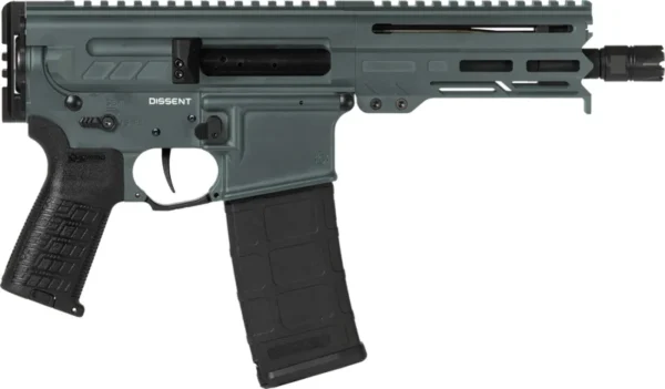CMMG 55A938FCG Dissent  5.56x45mm NATO 30+1 6.50", Charcoal Green Cerakote Rec, OEM Grip, Picatinny Buffer Adapter, Zeroed Drop-In Single Stage Trigger