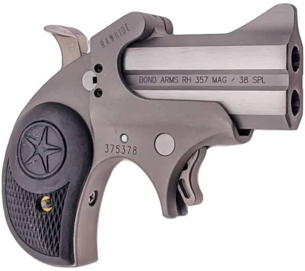 Bond Arms BARHR Rawhide  38 Special/357 Mag 2.50" 2rd, Stainless, Black Rubber Grips
