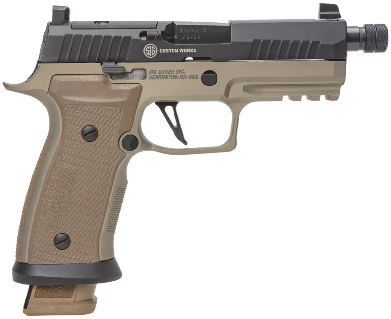 Sig Sauer 320AXGCA9CWCBTTBR2 P320 AXG Combat Limited Edition 9mm Luger 21+1 4.60" Black Nitron, Serrated/Optic Ready Slide, Coyote Hogue G10 Grips & Backstrap Grip