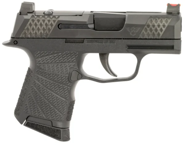 Wilson Combat SIGWCP3659BSR P365  9mm Luger 10+1 (2) 3.10", Black, RMRSc Optic Cut Slide with X-Tac Pattern Serrations, Polymer Frame, Sunburst Grips, Optic Height Fiber Optic Sights, Standard Trigger