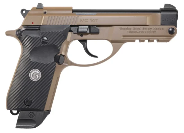 EAA GIRSAN 390860 MC 14T Solution Compact Frame 380 ACP 13+1, 4.50" Black Steel Tip-Up Barrel, Flat Dark Earth Serrated Steel Slide & Aluminum Frame w/Picatinny Rail, Black Grip, Ambidextrous