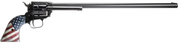 Heritage Mfg RR22B16USFLAG Rough Rider  22 LR 6 Shot, 16" Black Oxide Steel Barrel, Black Oxide Zinc Alloy Frame, Black Oxide Cylinder, US Flag Grip, Manual Safety, Exposed Hammer