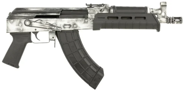 Century Arms HG7673N Draco  (Romanian Made) 7.62x39mm 30+1 6.25" Threaded Barrel, Distressed White Stamped Rec, Magpul Furniture, Enhanced Trigger Group
