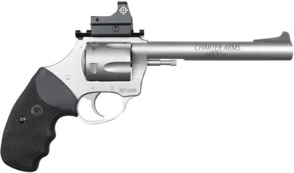 Charter Arms 79965 Mastiff Target Large Frame 9mm Luger 5rd, 6" Stainless Steel Barrel, Cylinder & Frame, Sightmark Micro Optic, Picatinny Rail, Black Rubber Grip, Exposed Hammer