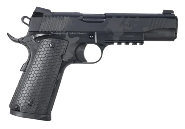 Girsan 392068 MC1911 S Untouchable Full Size 45 ACP 8+1 5" Black Steel Barrel, Black Camo Serrated Steel Slide & Frame w/Beavertail & Picatinny Rail, Black Polymer Grip
