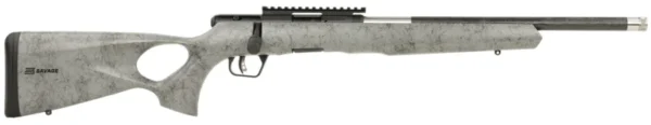 Savage Arms 70218 B Series TimberLite 22 LR 10+1 18" Black Threaded Carbon Fiber/SS Barrel, Black Picatinny Rail Steel Receiver, Gray w/Black Webbing Synthetic Fixed Thumbhole Stock