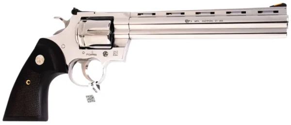 Colt Mfg PYTHONSP8WTS Python  357 Mag 6rd 8" Stainless Vent Rib Barrel, Stainless Steel Cylinder & Frame, Walnut w/Medallion Grip