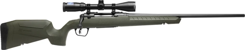 Savage Arms 32150 Axis 2 XP Combo 22-250 Rem 4+1 22" Black Sporter Barrel, Black Drilled & Tapped Steel Receiver, Fixed OD Green Synthetic Stock, Right Hand, Boresighted 3-9x40