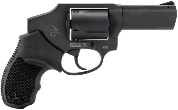 Taurus 2-850131 850  Small 38 Special 5 Shot 3" Matte Black Alloy Steel Barrel, Cylinder & Frame, Black Rubber Grip, Transfer Bar Safety, Concealed Hammer