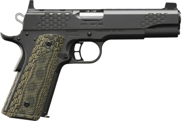 Kimber Mfg.,inc 3000360 KHX Custom (OR) 45 ACP 8+1 5" Front Serrations Stainless Steel Slide Gray KimPro II G-10 Grip