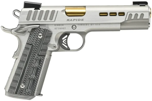 Kimber Mfg.,inc 3000420  Rapide Dawn 9mm 9+1 5" Silver/KimPro II w/ Brush Polished Flats Stainless Steel Slide G10 Grip