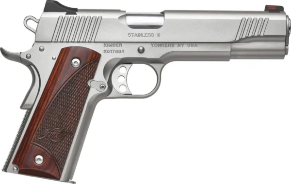Kimber Mfg.,inc 3200327 Stainless II  9mm 9+1 5" Front Serrations Stainless Steel Slide Satin Silver Rosewood w/ Kimber logo Grip