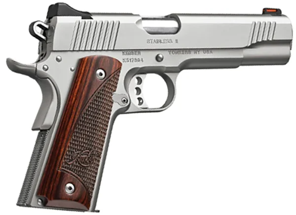Kimber Mfg.,inc 3200385 Stainless II 10mm 8+1 5" Satin Silver Front Serrations Stainless Steel Slide Rosewood with Kimber logo Grip