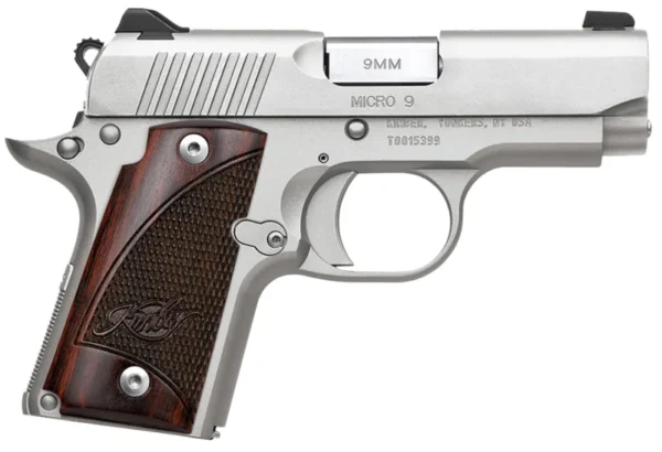 Kimber Mfg.,inc 3300158 Micro 9 Stainless Rosewood 9mm 7+1 3.15" Satin Silver Stainless Steel Slide Rosewood Grip