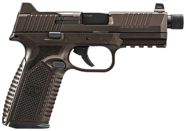 FN 66-101951 510 Tactical 10mm 10+1 4.71" Black Steel Threaded Barrel, Bronze PVD Optic Cut/Serrated Stainless Steel Slide & Polymer Frame w/Picatinny Rail, Interchangeable Backstrap Grip