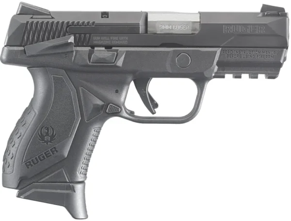 Ruger 8639 American Pistol Compact 9mm Luger 3.55" Barrel 17+1 Or 12+1, Black Polymer Frame With Picatinny Acc. Rail,  Nitride Stainless Steel Slide, Ambidextrous Manual Safety