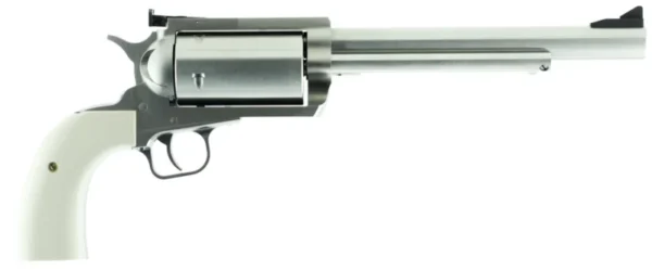 Magnum Research BFR45707B BFR Long Cylinder Extra Large Frame 45-70 Gov 5 Shot, 7.50" Brushed Stainless Steel Barrel, Cylinder & Frame, Bisley White Laminate Grip, Exposed Hammer