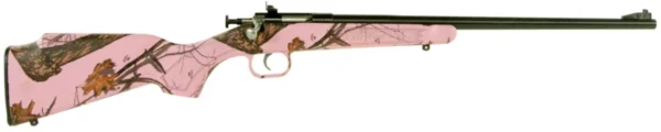 Crickett KSA2161 Youth  22 LR 1rd 16.12" Blued Barrel & Receiver, Fixed Front/Adjustable Rear Peep Sights, Mossy Oak Pink Blaze Synthetic Stock w/11.5" LOP, Rebounding Firing Pin Safety