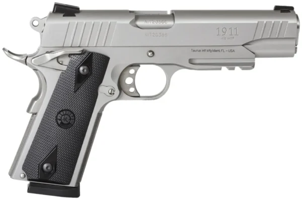 Taurus 1191109SS1 1911  45 ACP 8+1 5" Barrel, Overall Matte Stainless Steel Finish, Picatinny Rail/Beavertail Frame, Serrated Slide & Checkered Polymer Grip Includes 2 Mags