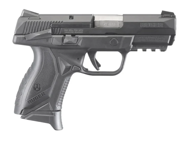 Ruger 8648 American Pistol  Compact Frame 45 ACP 10+1 3.75" Black Nitride Stainless Steel Barrel & Serrated Slide, Black Polymer Frame w/Picatinny Rail, Textured Wraparound Grip, Right Hand
