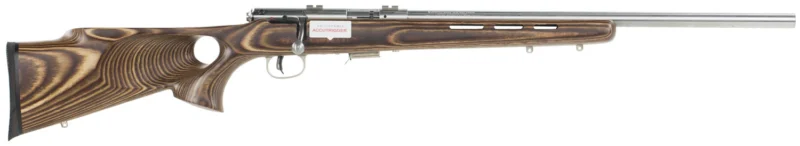 Savage Arms 94725 93 BTVS 22 WMR Caliber with 5+1 Capacity, 21" Barrel, Satin Stainless Metal Finish, Fixed Thumbhole Natural Brown Laminate Stock & AccuTrigger Right Hand (Full Size)